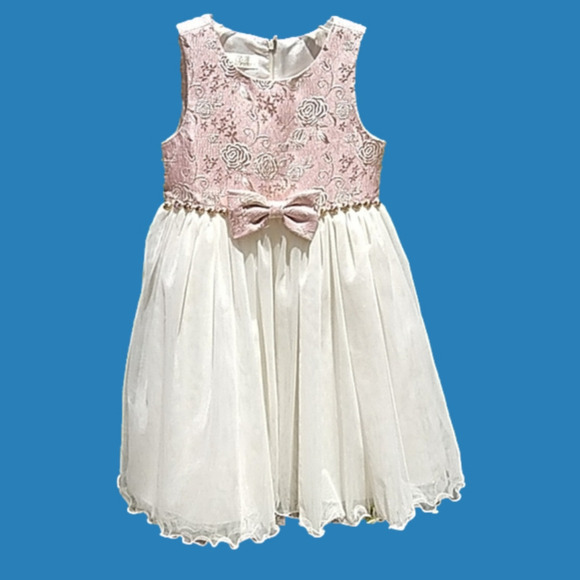 American Princess Dress Pink Ivory Chiffon Gold Trim - Picture 1 of 9